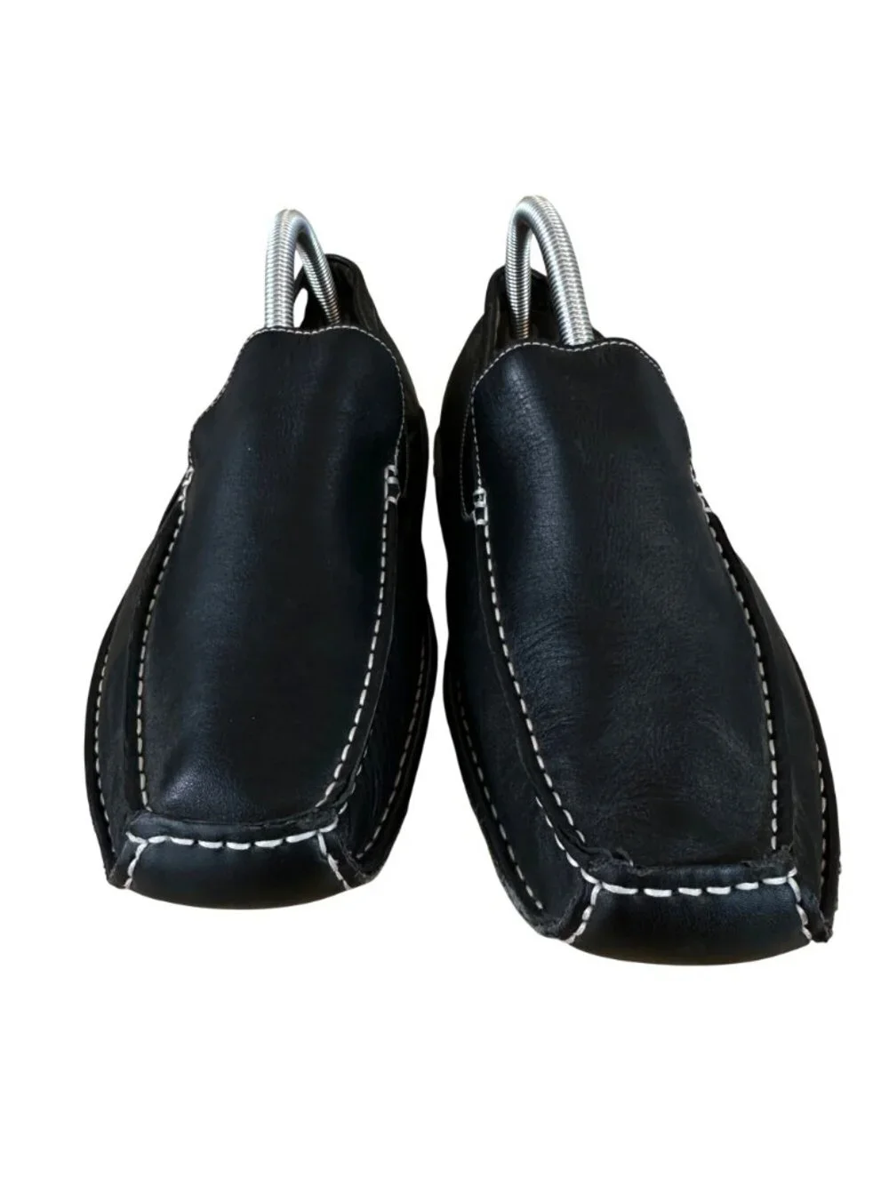 Steve Madden Size 8.5 Upper Leather Slip-On Loafers Contrast Stitching Black